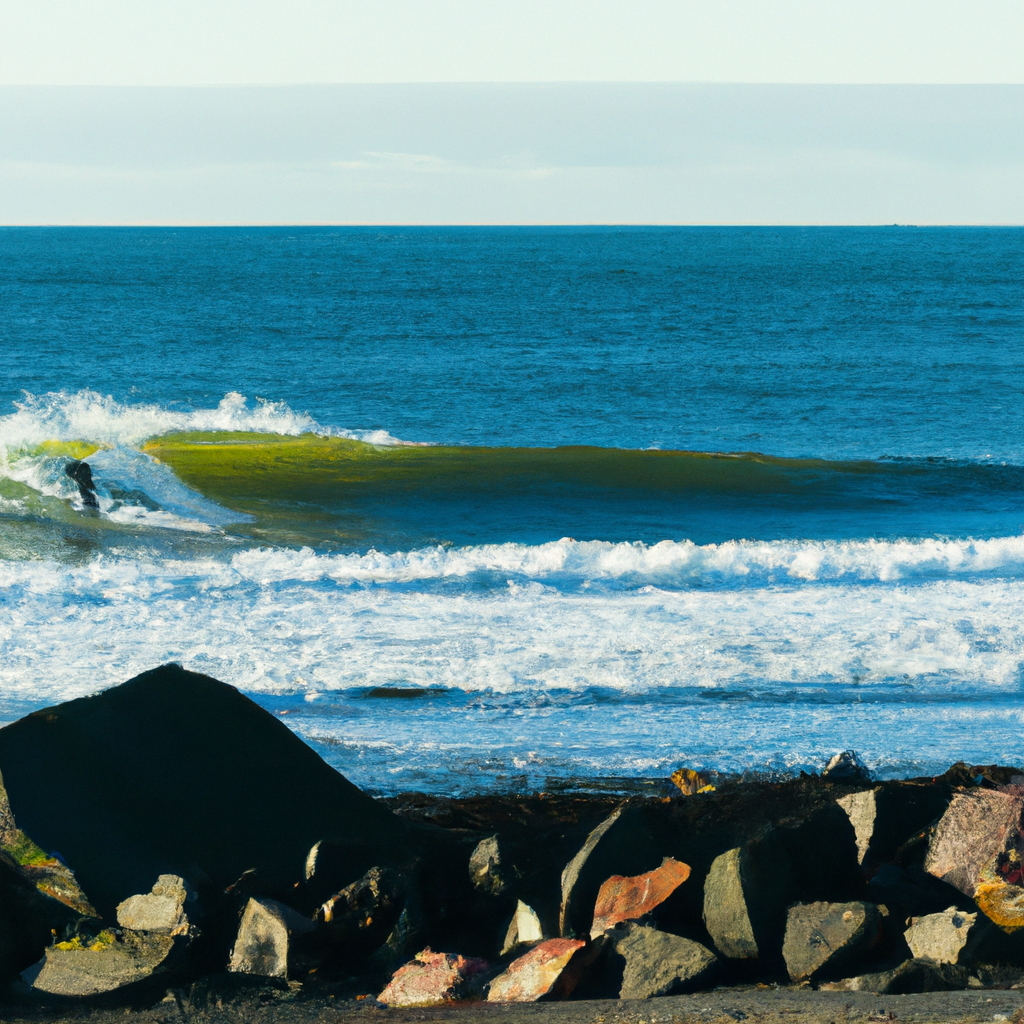 Surfing in Ocean Shores Jetty